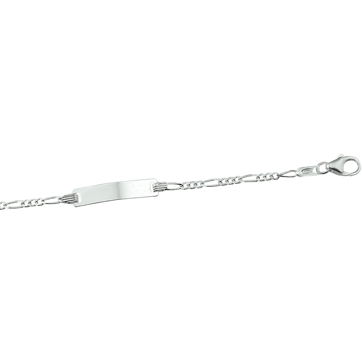 vDam Graveerarmband Figaro Plaat 4,2 Mm 9cm - 11 Cm Zilver Gerhodineerd 1329cm666  9cm