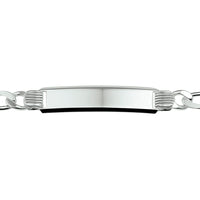 vDam Graveerarmband Figaro Plaat 8 Mm 20 Cm Zilver Gerhodineerd 1329841