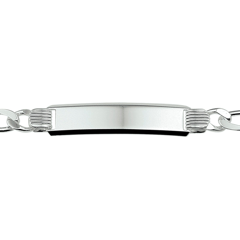 vDam Graveerarmband Figaro Plaat 8 Mm 20 Cm Zilver Gerhodineerd 1329841