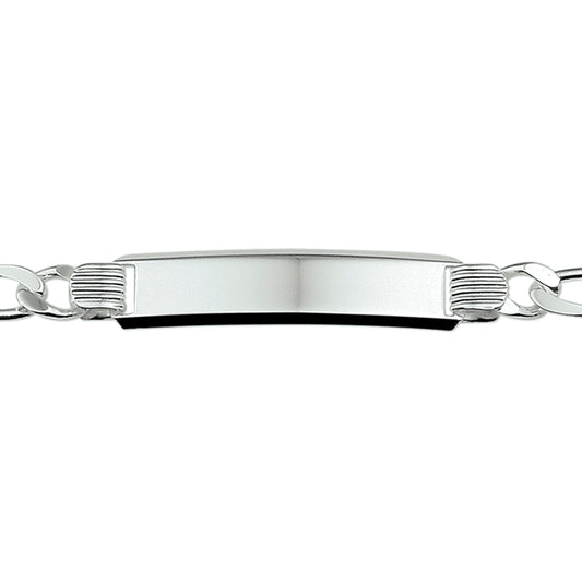 vDam Graveerarmband Figaro Plaat 8 Mm 20 Cm Zilver Gerhodineerd 1329841