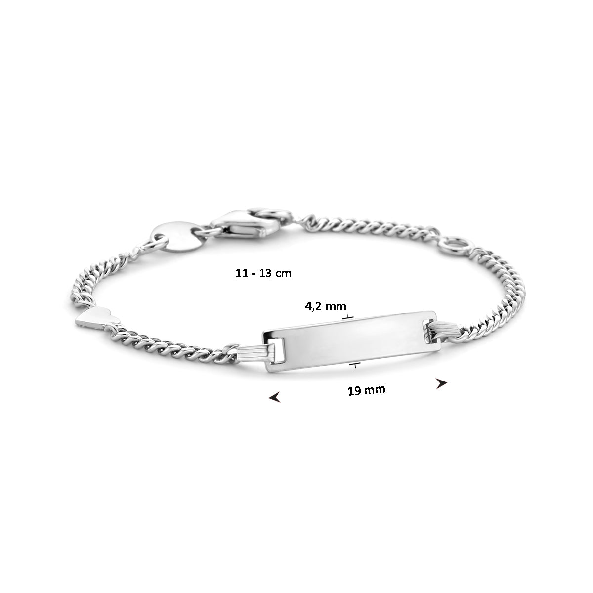 vDam Graveerarmband Gourmette 4-zijdes Geslepen Plaat 4,2 Mm Zilver Gerhodineerd 1329661  11cm