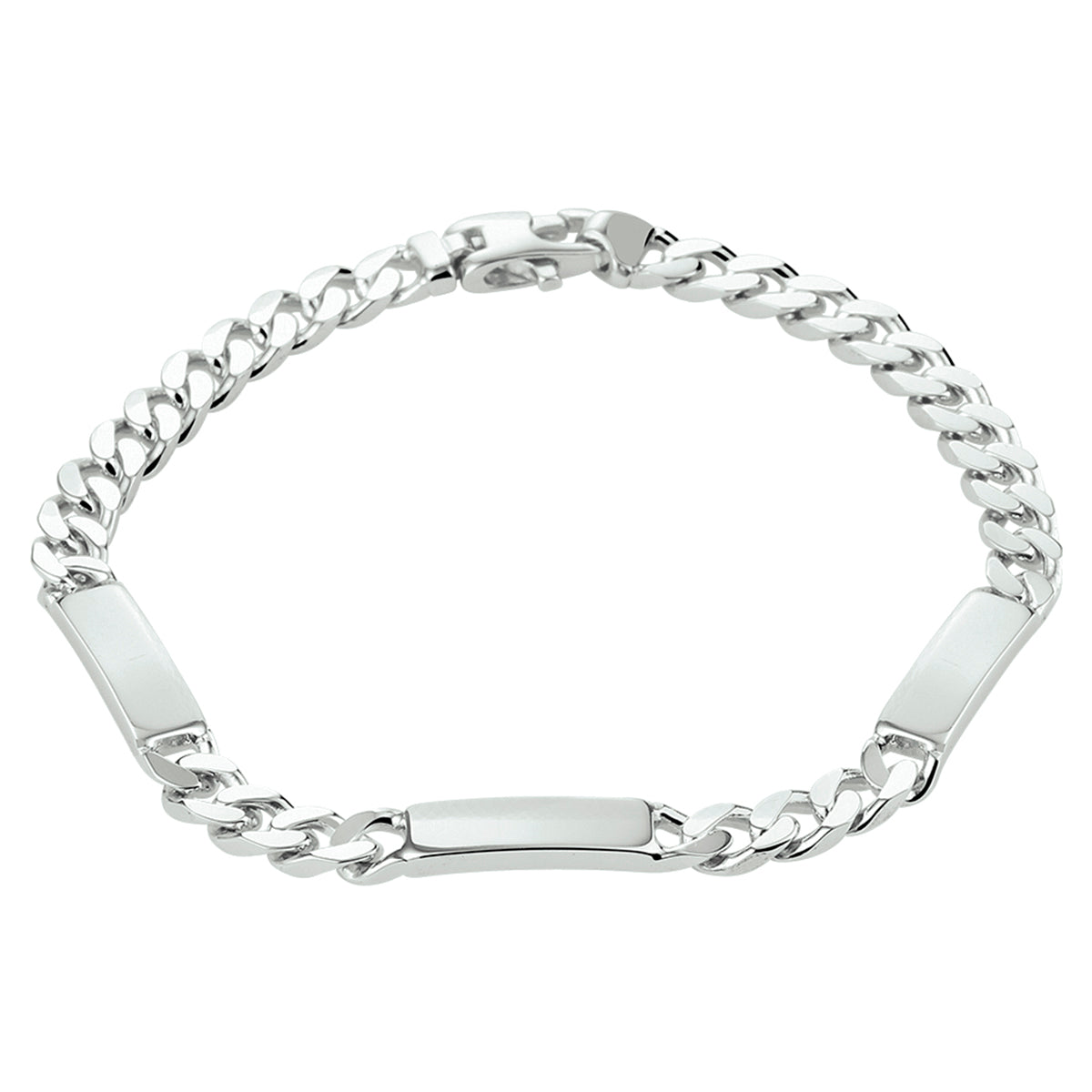 vDam Graveerarmband Gourmette 6-zijdes Geslepen Plaat 5,0 Mm Zilver Gerhodineerd 1332224