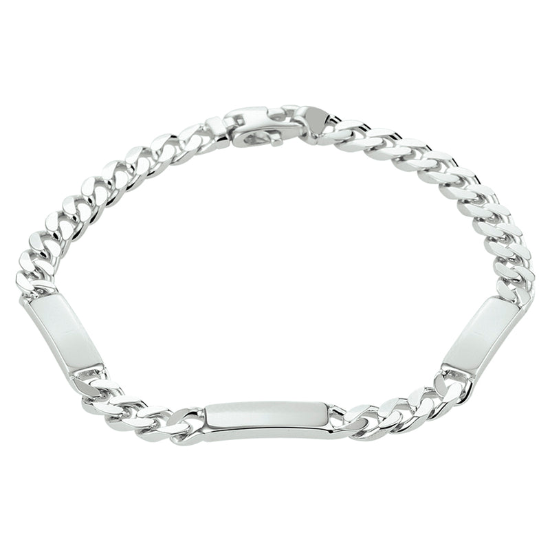 vDam Graveerarmband Gourmette 6-zijdes Geslepen Plaat 5,0 Mm Zilver Gerhodineerd 1332224