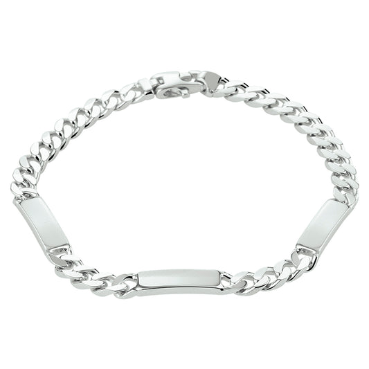 vDam Graveerarmband Gourmette 6-zijdes Geslepen Plaat 5,0 Mm Zilver Gerhodineerd 1332224