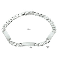 vDam Graveerarmband Gourmette 6-zijdes Geslepen Plaat 5,0 Mm Zilver Gerhodineerd 1332225  20cm