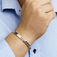 vDam Graveerarmband Gourmette 6-zijdes Geslepen Plaat 7,0 Mm 20,5 Cm Zilver Gerhodineerd 1330516  20.5cm