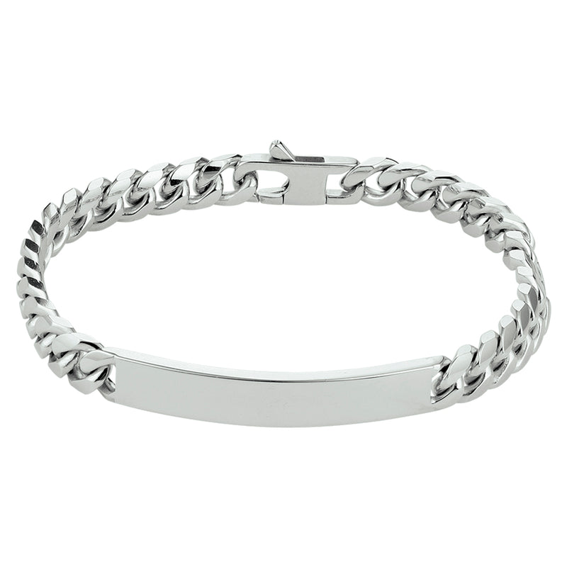 vDam Graveerarmband Gourmette 6-zijdes Geslepen Plaat 7,0 Mm 20,5 Cm Zilver Gerhodineerd 1330516