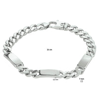 vDam Graveerarmband Gourmette 6-zijdes Geslepen Plaat 7,0 Mm Zilver Gerhodineerd 1332227  21cm
