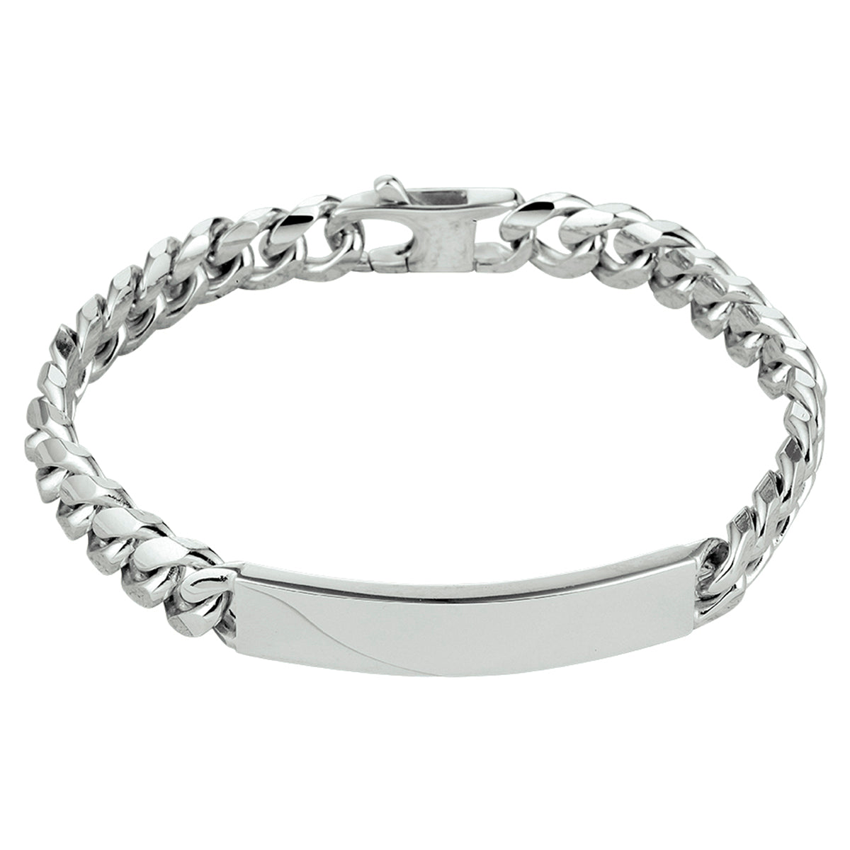 vDam Graveerarmband Gourmette 6-zijdes Geslepen Plaat 8,5 Mm 21 Cm Zilver Gerhodineerd 1330515