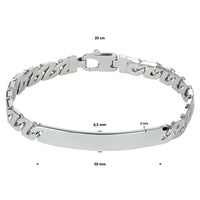 vDam Graveerarmband Gourmette Plaat 6,5 Mm Zilver Gerhodineerd 1330513  20cm