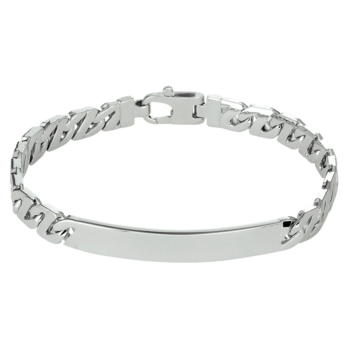 vDam Graveerarmband Gourmette Plaat 6,5 Mm Zilver Gerhodineerd 1330513