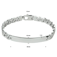 vDam Graveerarmband Gourmette Plaat 6,5 Mm Zilver Gerhodineerd 1330514  21cm