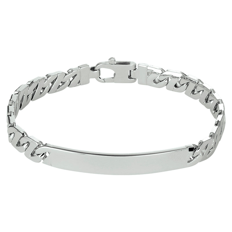 vDam Graveerarmband Gourmette Plaat 6,5 Mm Zilver Gerhodineerd 1330514