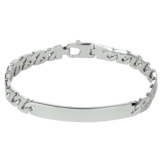 vDam Graveerarmband Gourmette Plaat 6,5 Mm Zilver Gerhodineerd 1330514