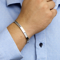 vDam Graveerarmband Gourmette Plaat 6,5 Mm Zilver Gerhodineerd 1330514  21cm