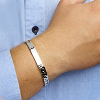 vDam Graveerarmband Gourmette Plaat 8 Mm Zilver Gerhodineerd 1330512  20cm