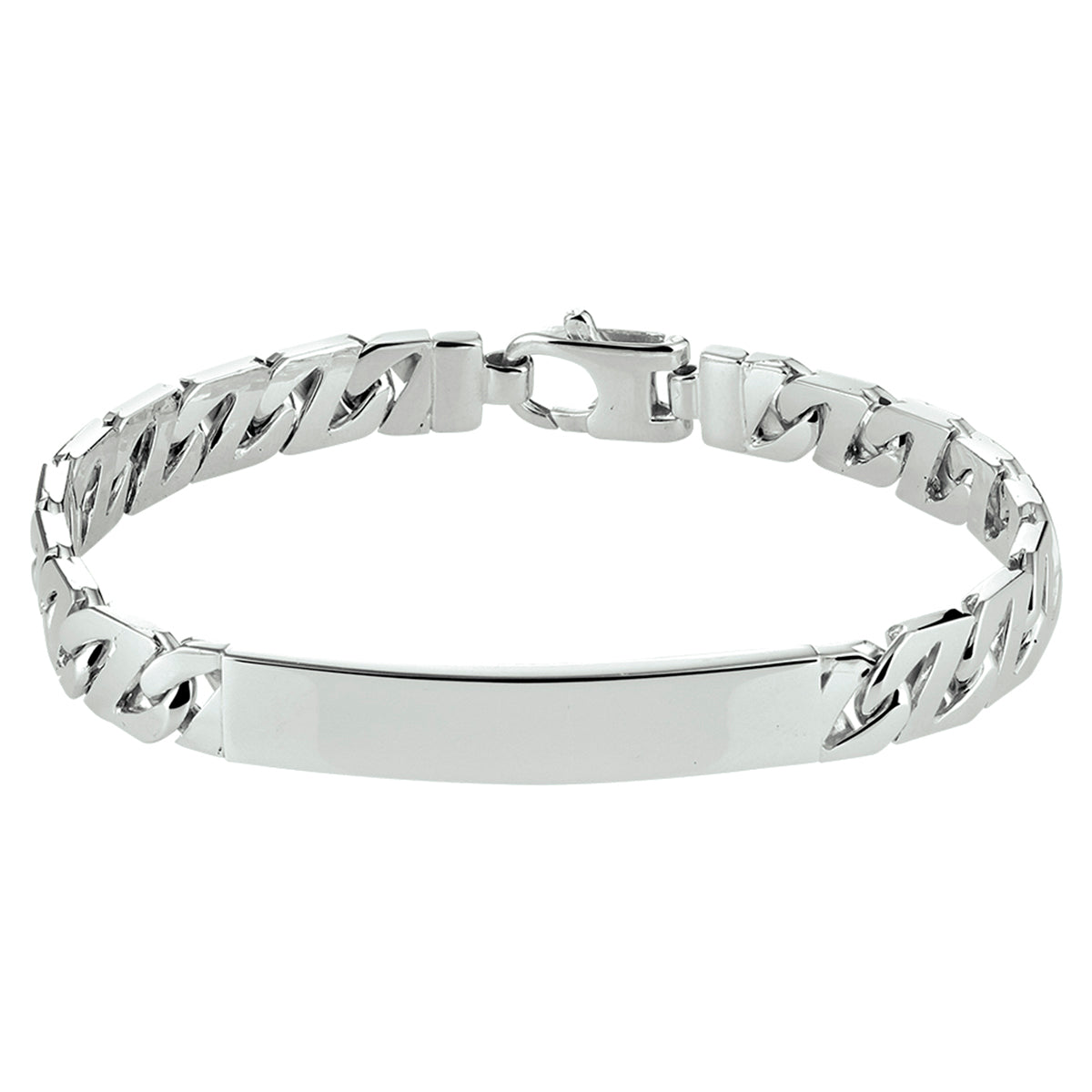 vDam Graveerarmband Gourmette Plaat 8 Mm Zilver Gerhodineerd 1330512