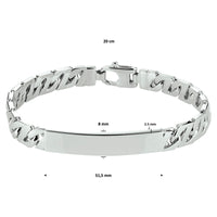 vDam Graveerarmband Gourmette Plaat 8 Mm Zilver Gerhodineerd 1330512  20cm