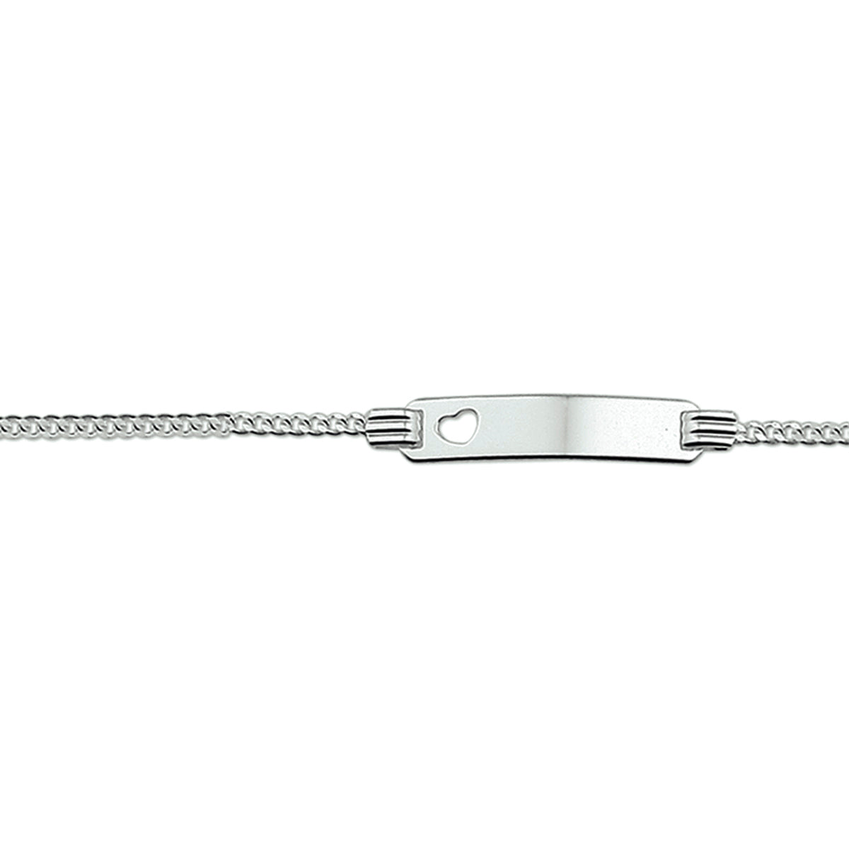 vDam Graveerarmband Hart Gourmet Plaat 4,8 Mm 11 - 13cm Zilver Gerhodineerd 1327367
