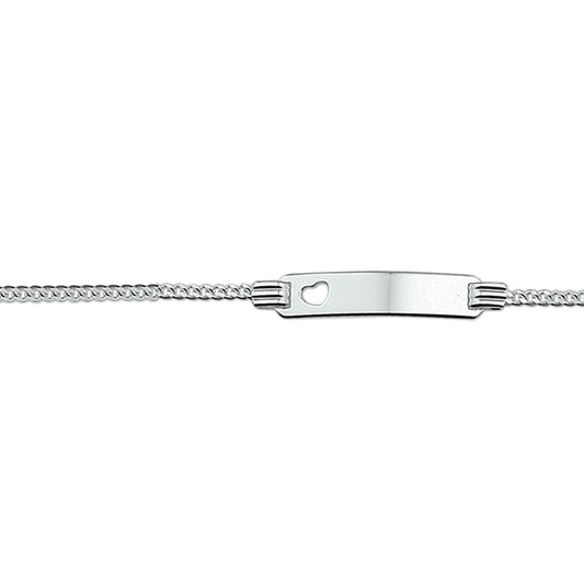 vDam Graveerarmband Hart Gourmet Plaat 4,8 Mm 11 - 13cm Zilver Gerhodineerd 1327367