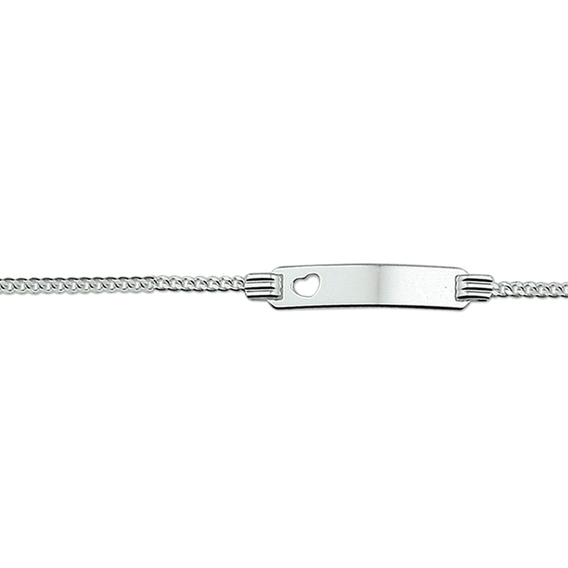 vDam Graveerarmband Hart Gourmette Plaat 4,8 Mm Zilver Gerhodineerd 1338217