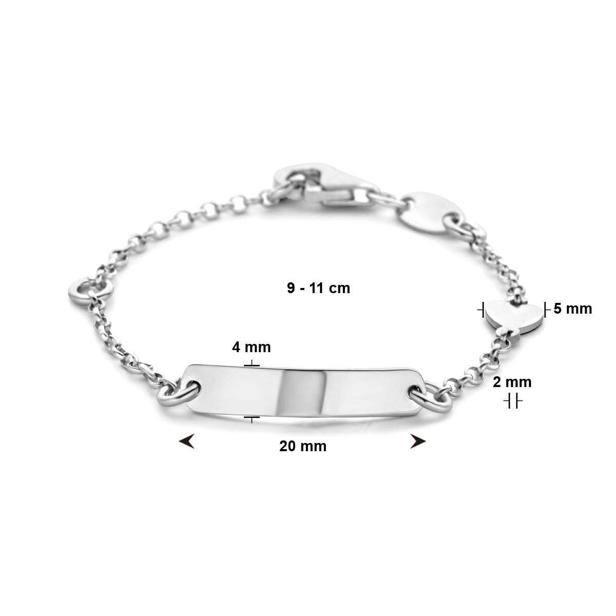 vDam Graveerarmband Hart Plaat 4,0 Mm Zilver Gerhodineerd 1329cm9cm38  9cm