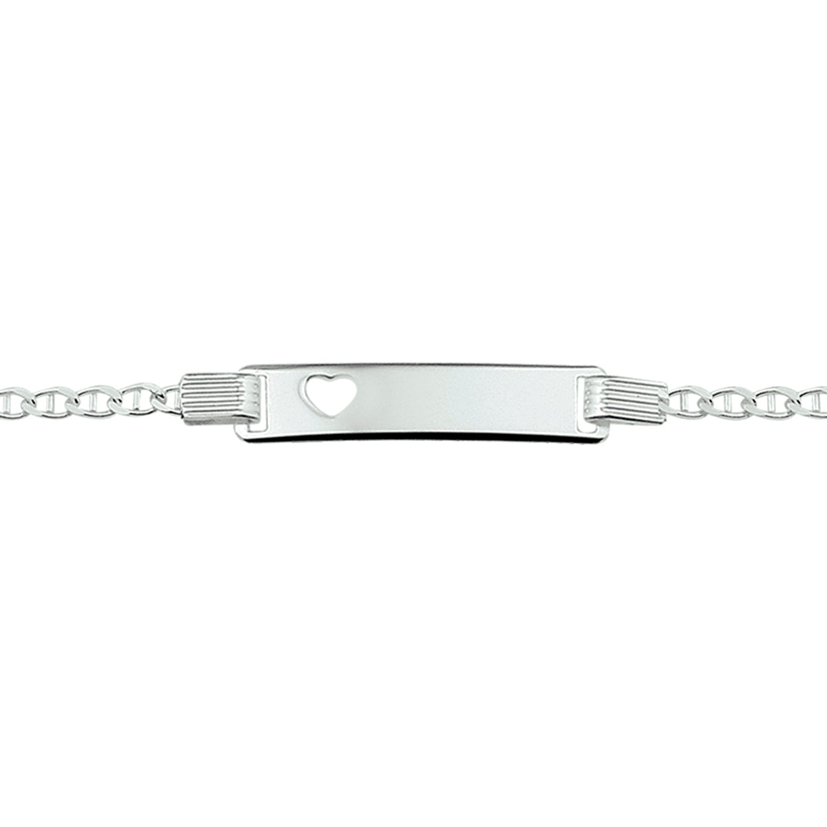 vDam Graveerarmband Hart Plaat 6 Mm 16-18 Cm Zilver Gerhodineerd 1329832