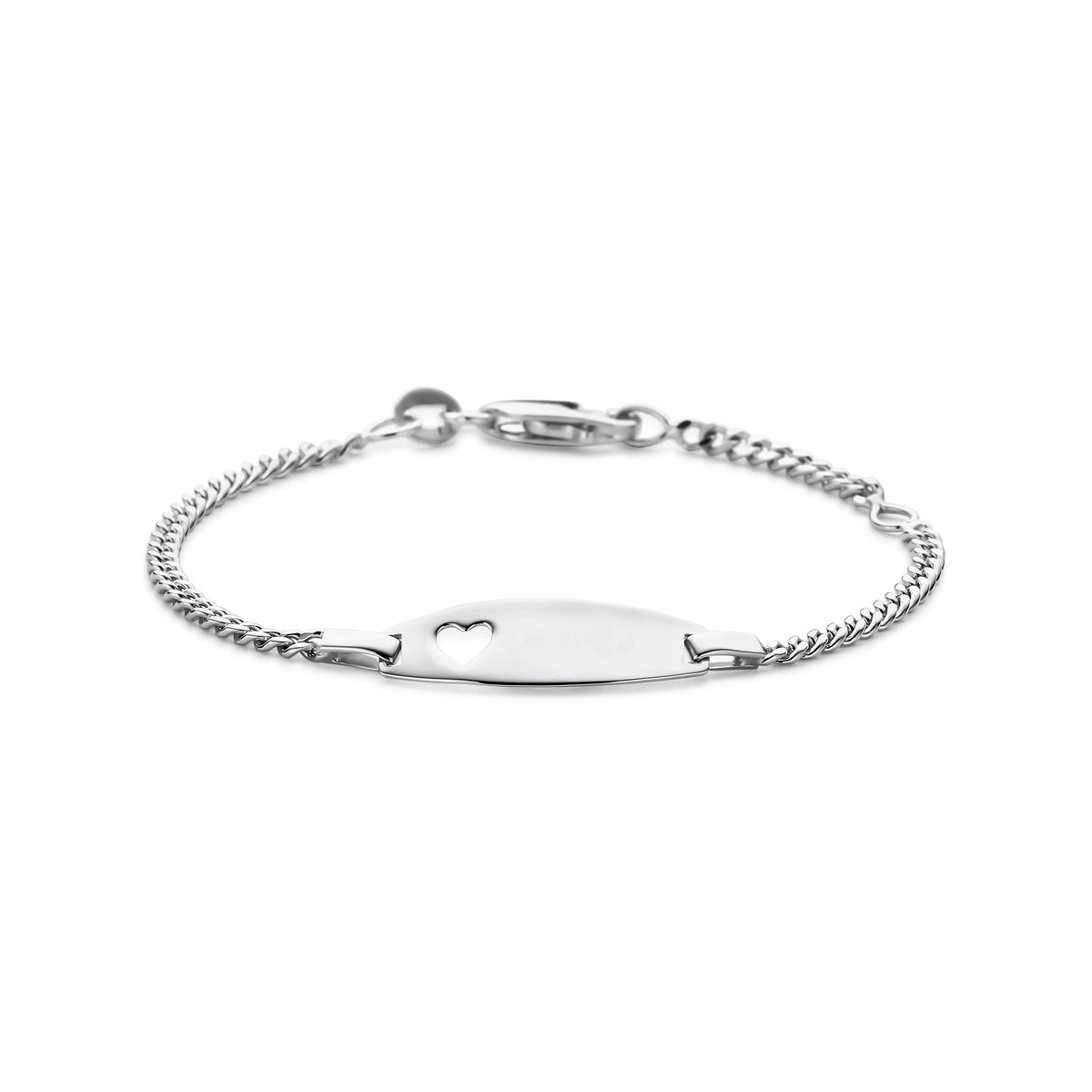 vDam Graveerarmband Hartje 11 - 13 Cm Zilver Wit 1021942
