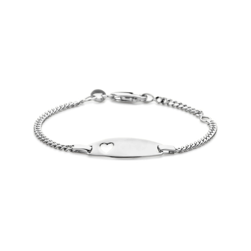 vDam Graveerarmband Hartje 11 - 13 Cm Zilver Wit 1021942