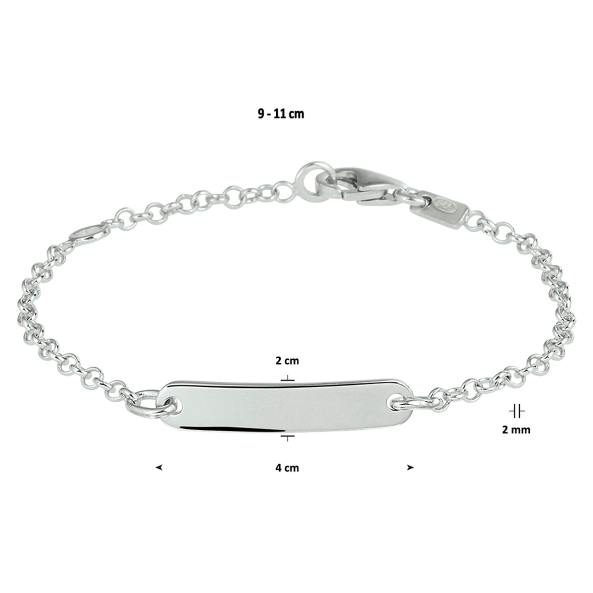 vDam Graveerarmband Jasseron Plaat 4,0 Mm Zilver Gerhodineerd 1329cm558  9cm