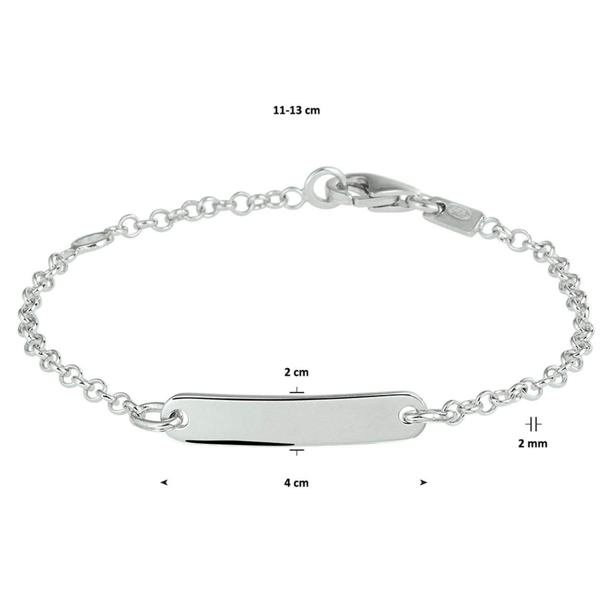 vDam Graveerarmband Jasseron Plaat 4,0 Mm Zilver Gerhodineerd 1329559  11cm