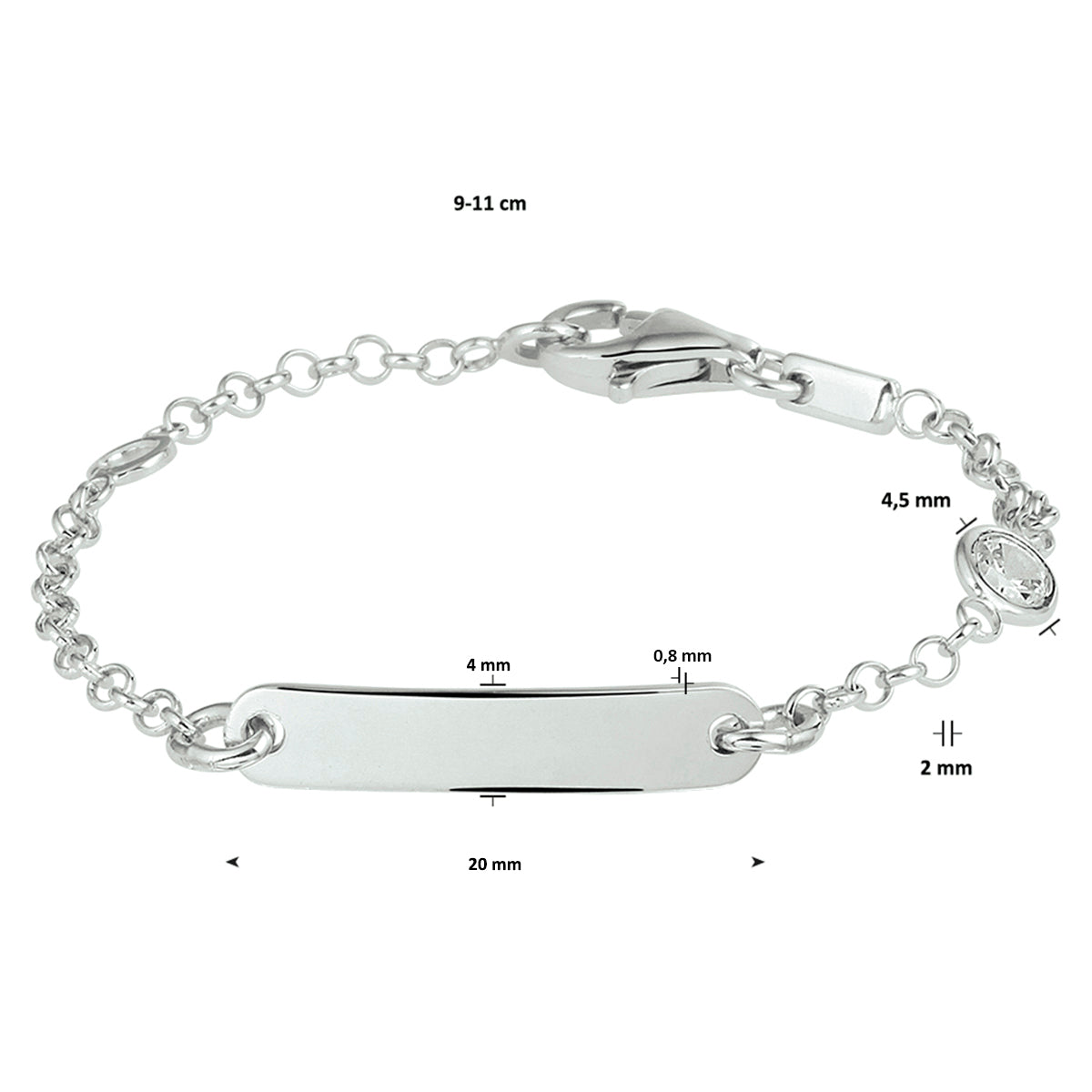 vDam Graveerarmband Jasseron Plaat 4,0 Mm Zilver Gerhodineerd 1329cm561  9cm