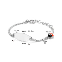 vDam Graveerarmband Lieveheersbeestje Plaat 6,5 Mm 11cm + 2 Cm Zilver Gerhodineerd 1336392  11cm