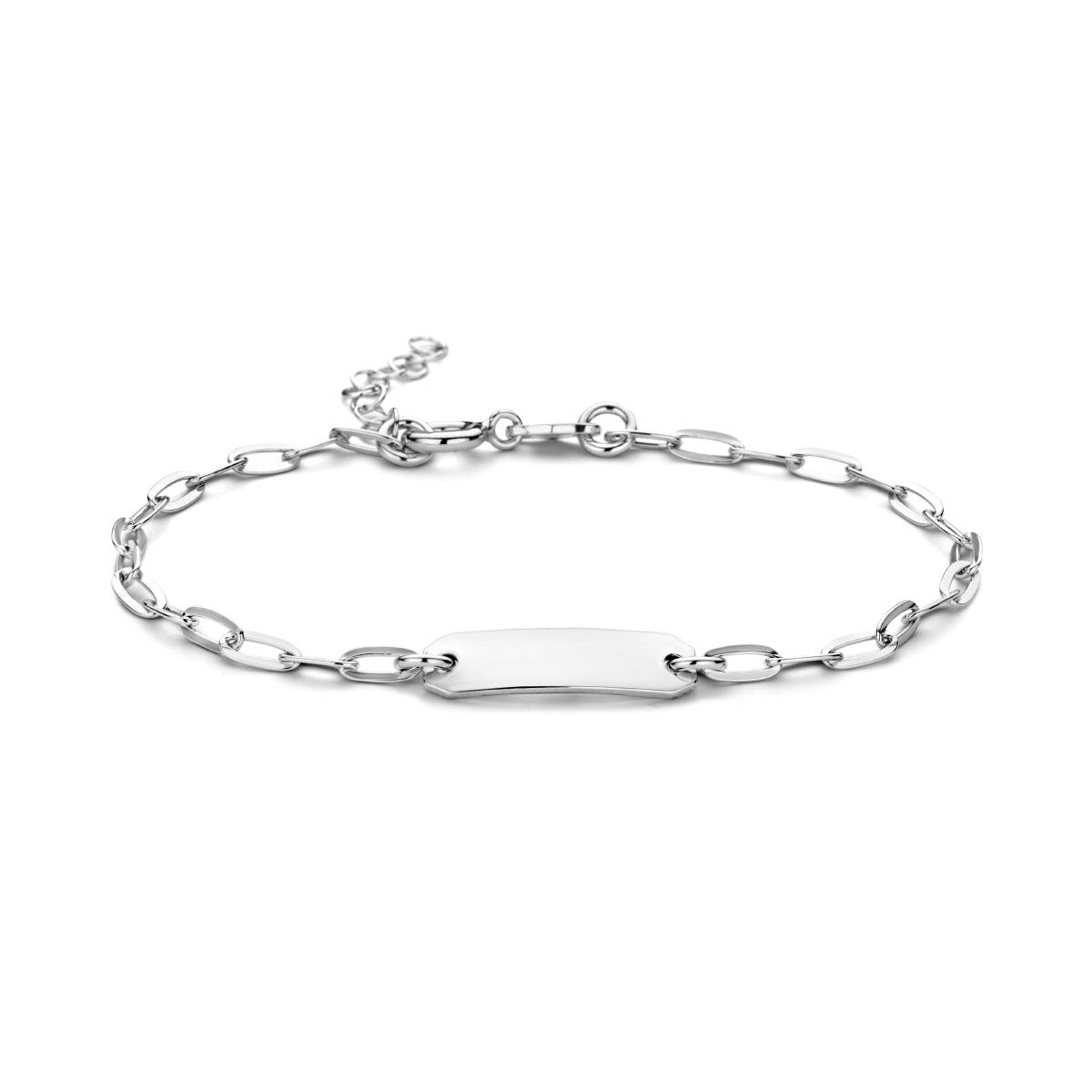 vDam Graveerarmband Paperclip Platte Buis Plaat 5,0 Mm 16 + 2 Cm Zilver Gerhodineerd 1335179