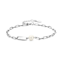 vDam Graveerarmband Parel Plaat 4,0 Mm Zilver Gerhodineerd 1336035