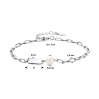 vDam Graveerarmband Parel Plaat 4,0 Mm Zilver Gerhodineerd 1336035  16cm