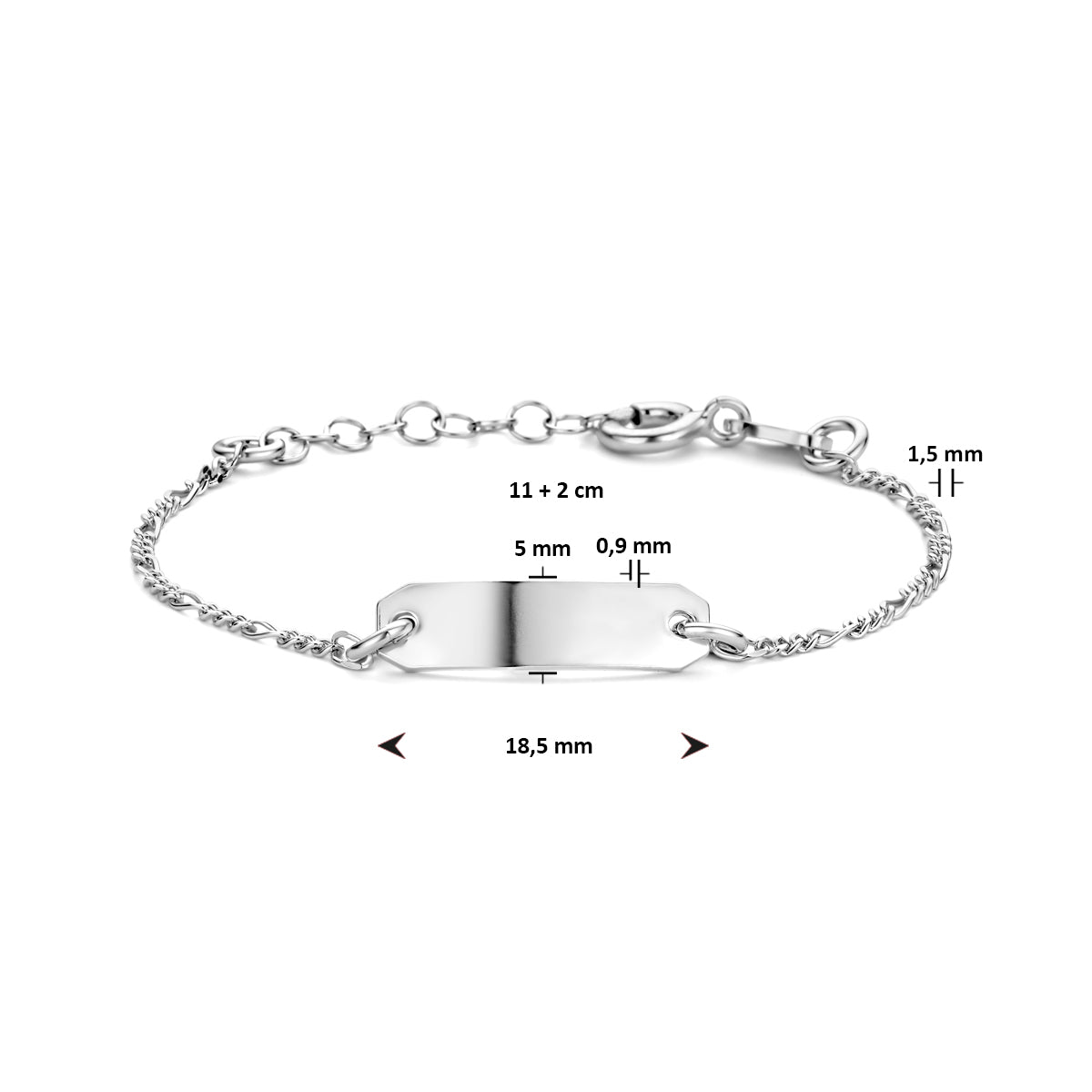 vDam Graveerarmband Plaat 5,0 Mm 11cm + 2 Cm Zilver Gerhodineerd 1335176  11cm