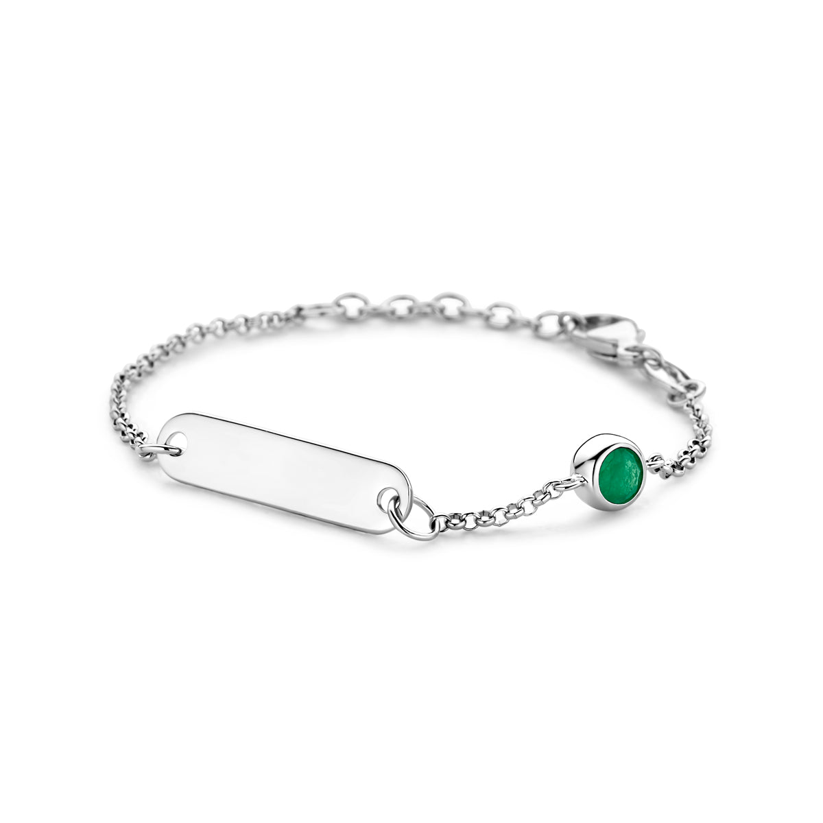 vDam Graveerarmband Plaat 5,0 Mm Met Geboortesteen 11 + 2 Cm Zilver Gerhodineerd 1338660