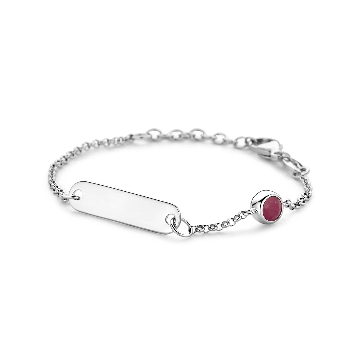 vDam Graveerarmband Plaat 5,0 Mm Met Geboortesteen 11 + 2 Cm Zilver Gerhodineerd 1338662