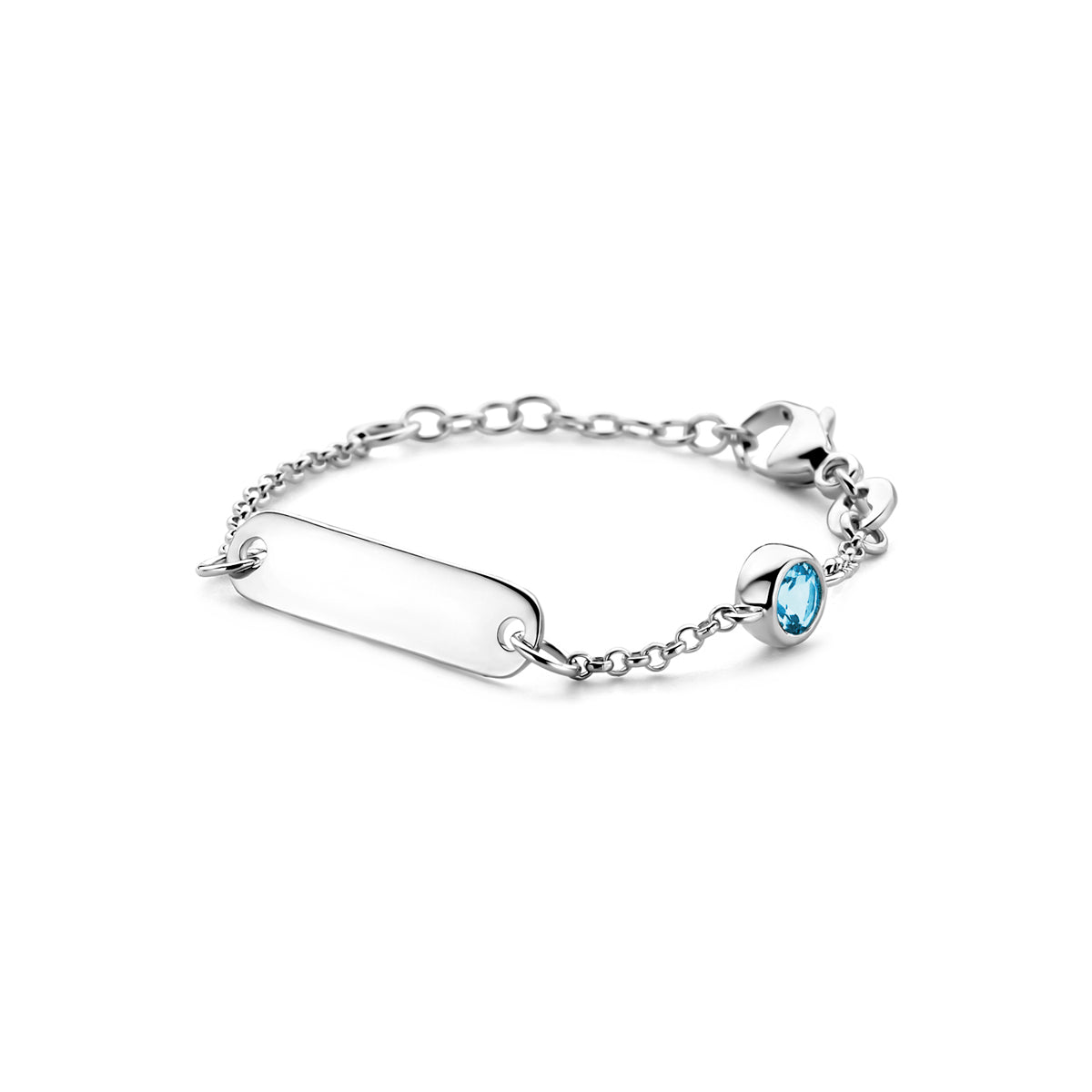 vDam Graveerarmband Plaat 5,0 Mm Met Geboortesteen 9 + 2 Cm Zilver Gerhodineerd 1338645