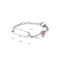 vDam Graveerarmband Plaat 5,0 Mm Met Geboortesteen 9cm + 2 Cm Zilver Gerhodineerd 1338652  9cm
