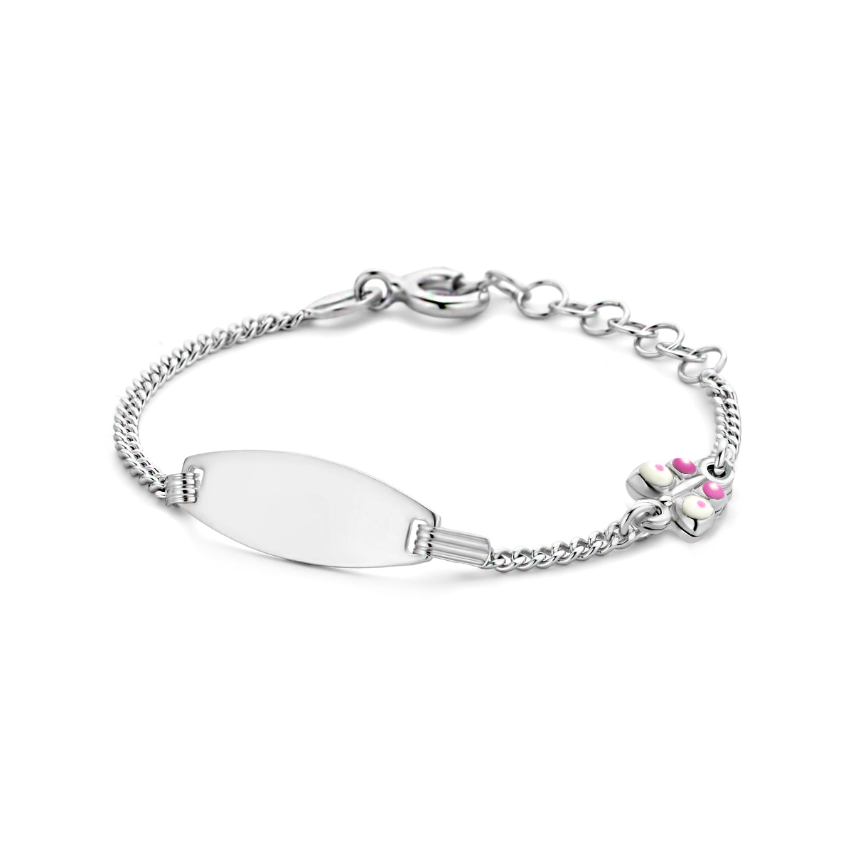 vDam Graveerarmband Vlinder Plaat 6,5 Mm 11 + 2 Cm Zilver Gerhodineerd 1336371