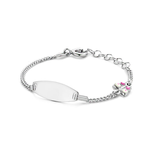 vDam Graveerarmband Vlinder Plaat 6,5 Mm 11 + 2 Cm Zilver Gerhodineerd 1336371