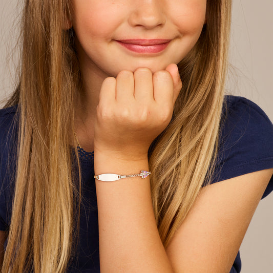 vDam Graveerarmband Vlinder Plaat 6,5 Mm 11cm + 2 Cm Zilver Gerhodineerd 1336395  11cm