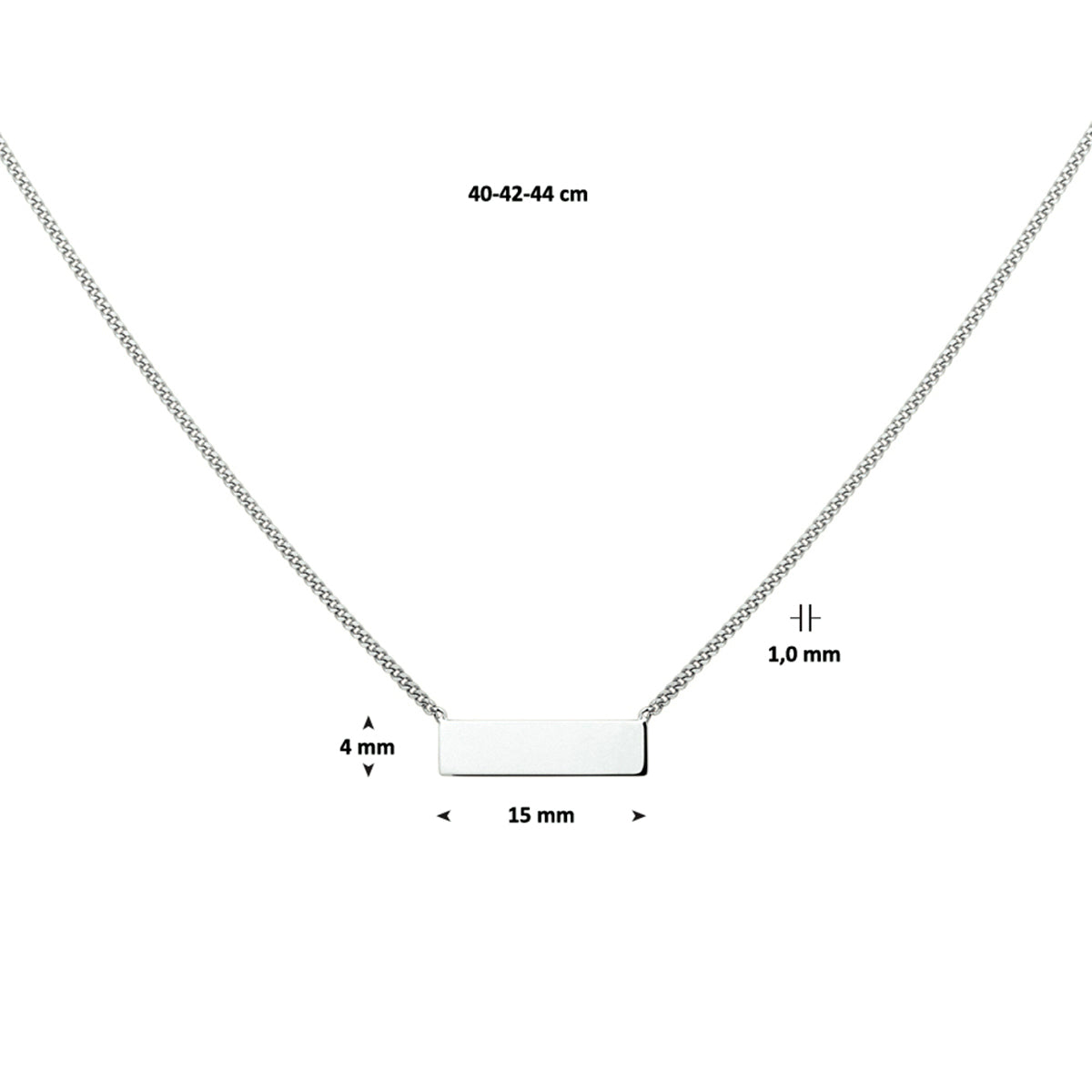 vDam Graveercollier Plaat 4,0 Mm 40cm - 42 - 44 Cm Zilver Gerhodineerd 1327735  40cm