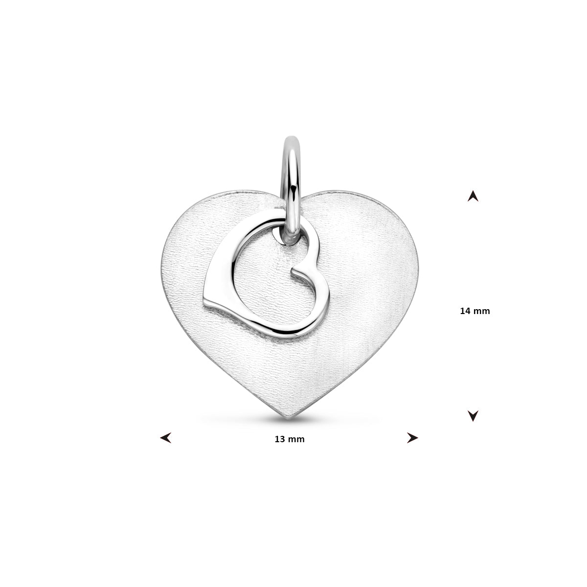 vDam Graveerhanger Hartje Poli/mat 13 Mm Zilver Gerhodineerd 1340459