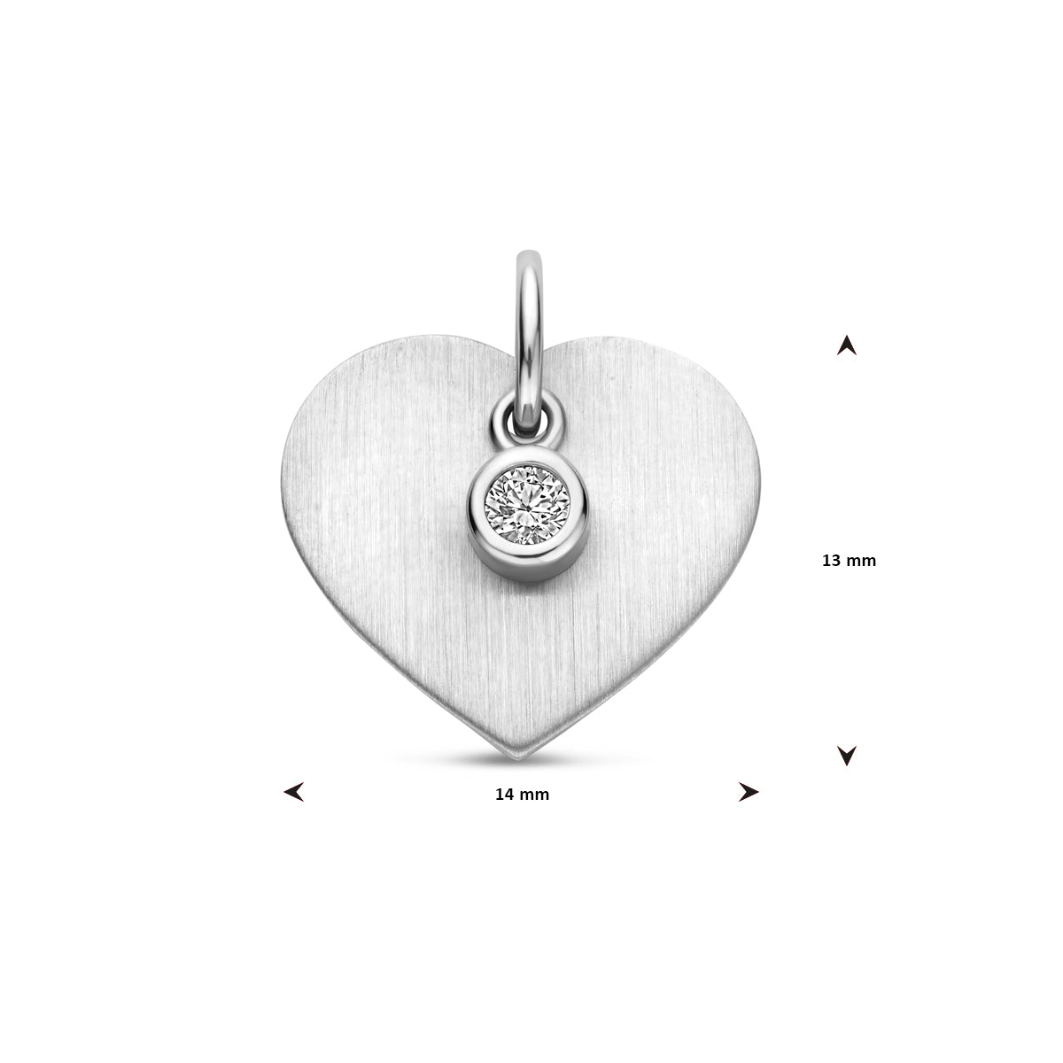 vDam Graveerhanger Hartje Poli/mat Zirkonia 13 Mm Zilver Gerhodineerd 1340475