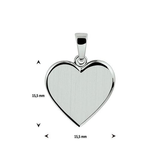 vDam Graveerhartje Poli/mat Zilver Gerhodineerd 1328141