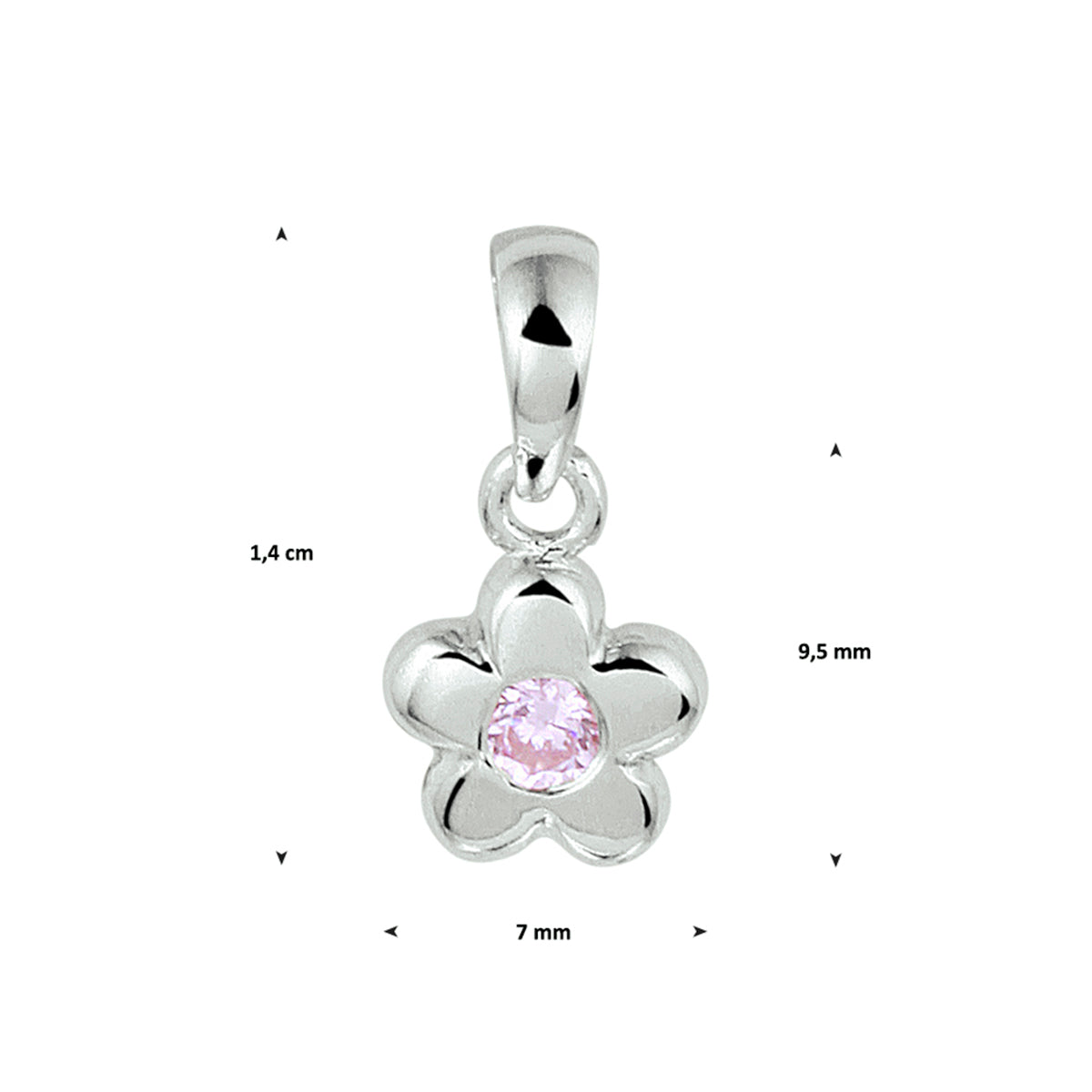vDam Hanger Bloem Roze Zirkonia Zilver Gerhodineerd 1328568