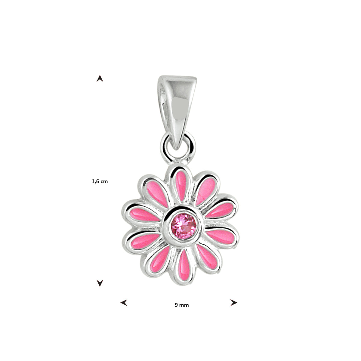 vDam Hanger Bloem Roze Zirkonia Zilver Gerhodineerd 1341899